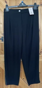Ladies TU Black Trousers, Sparkle Stripe To Each Side, Size 22R BNWT - Picture 1 of 6