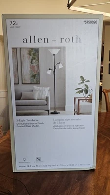 Antorcha Allen + Roth 72" 3 luces acabado bronce frotado con aceite pantalla de vidrio esmerilado Foto 1 de 4