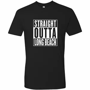 T-shirt maglietta Straight Outta Long Beach Nerdy divertente S/S LB LBC CSULB LBCC City - Foto 1 di 4