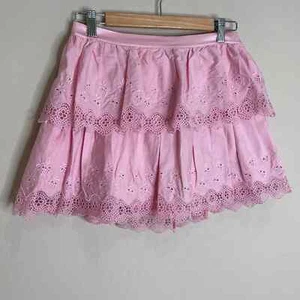 NEW Betsey Johnson Vintage Y2K Tiered Eyelet Lace Tie Back Mini Skirt Pink - Picture 1 of 13