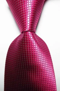 New Classic Checks Pink White JACQUARD WOVEN 100% Silk Men's Tie Necktie - Picture 1 of 2