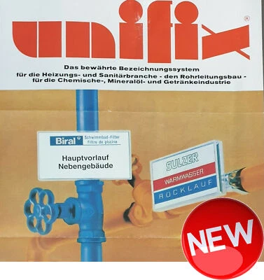 SET 100 STK SCHILDERHALTER FÜR RÖHREN ROHRLEITUNG PFÄHLE UNIFIX HEIZUNG SANITÄR