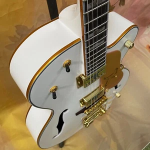USA stock White Hollow Gretc Electric Guitar Gold Hardware Mahogany Body F/S - Picture 1 of 4