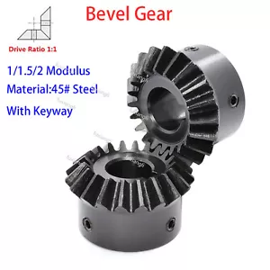Engranaje biselado de emparejamiento 1/1,5/2 módulo 20/25/30 dientes 90° 1:1, con engranajes de motor Keyway - Imagen 1 de 14