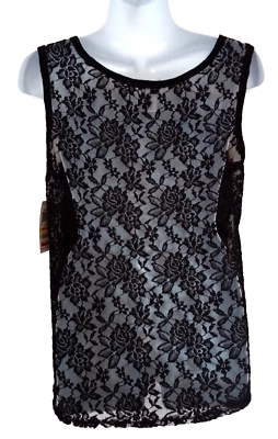 Camiseta sin mangas Bar lll negra con espalda de encaje talla mediana NUEVA CON ETIQUETAS Foto 1 de 2