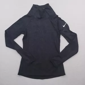 Nike Sweater Womens Small Black Pro Warm Emboss Heights Vixen Pullover Boa Mock - Picture 1 of 17