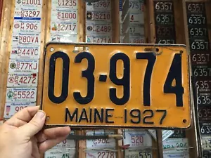 Maine License Plate Vintage 1927 STATION WAGON 03-974 Original ME rare type - Picture 1 of 6