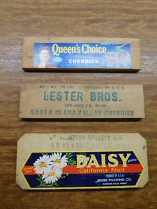 CALIFORNIA DREAMIN' ~ 3 Vintage Decorative Fruit Crate Ends ~ 2 Cherry! Queen's! - Picture 1 of 7