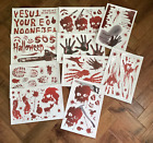 Bloody skulls, hands, chain saw Halloween Window Clings Stickers 10 sheets
