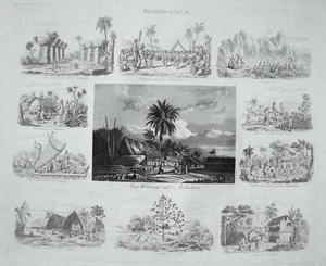 Australia Oceania Nuka Hiva Pitcairn Souvenir Sheet Old Stahlstich 1856 7 - Picture 1 of 6