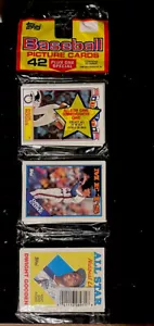 1988 Topps Baseball Rack Pack con Wade Boggs, David Cone, Dwight Gooden Top - Foto 1 di 2