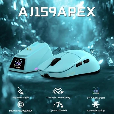 AJAZZ AJ159APEX 8Khz Gaming Mouse,RGB Screen Charging Dock,Ice Sensation Coating - Image 1 of 4