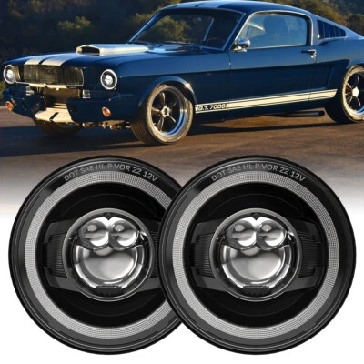 Faros LED redondos de 7" para Ford Mustang 1965-1973 Halo 2 piezas señal de giro DRL DOT Foto 1 de 4