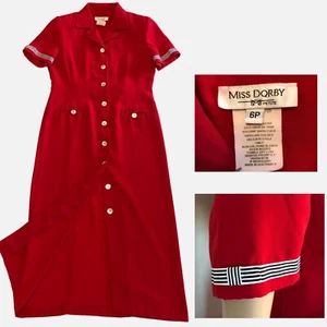 Vestido de Colección Años 30/40 Look Marinero Abotonado Talla 6P Náutico Midi Funda Miss Dorby - Imagen 1 de 22