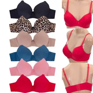 6 JENNIFER SEXY Women Color Assorted Microfiber Full Cup Push Up Bra - Picture 1 of 12