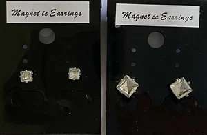 4,6 MM SMALL CLIP ON MAGNETIC CZ STONE STUD EARRING UNISEX FASHION ACCESSORIES - Picture 1 of 10