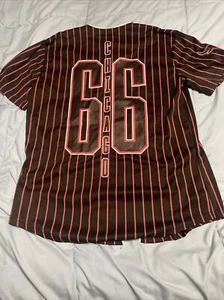 Chicago Bulls NBA Button Down Baseball Jersey #66 Stitched Mens Size M Striped - Picture 1 of 3