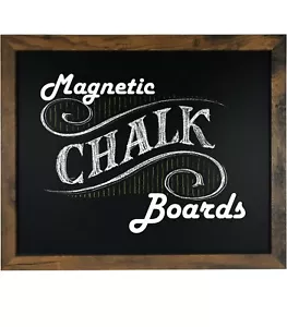 Wood Rustic Framed Black MagneticChalk Board Home Office School Drawing Writing - Picture 1 of 3