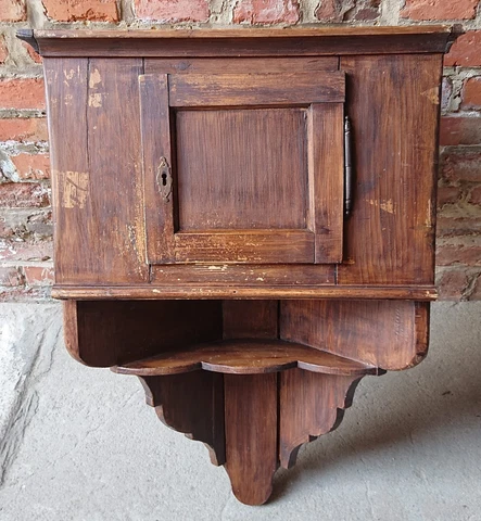 Old Older Wall Cabinet Corner Cabinet Wood Approx. 29 1/2in High Cover