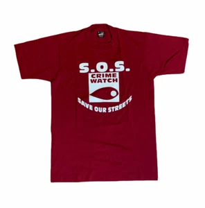 Vintage Save Our Streets (S.O.S.) Crime Watch T-shirt Sz. M Single Stitch USA - Picture 1 of 8