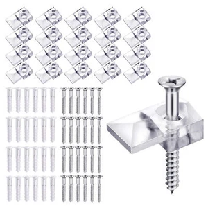 20Pcs Mirror Holder Clips Mounting Retainer Glass Panel Clips Reusable - Picture 1 of 10