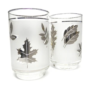 Vintage Libbey Silber Blätter Milchglas 60er Jahre Bargeschirr 2er Set 12 Unzen - Bild 1 von 6