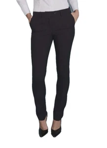 Womens Trousers UK 26 R Navy Blue Duo Stripe Slim Leg Unhemmed Casual Office - Picture 1 of 5
