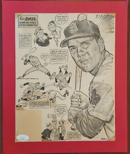 Ken Boyer (d.1982) signed newspaper art photo baseball All-Star autographed JSA