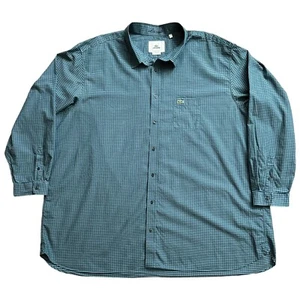 Lacoste Herren Gr. 4XL Langarm Hemd blau grün kariert Knopfleiste vorne - Bild 1 von 8