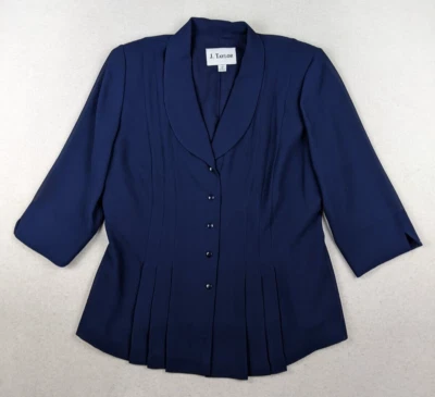 J. Taylor 女式蓝色 3/4 袖西装外套 - SHEER SLEEVES - 10 — 第 1/4 张图片