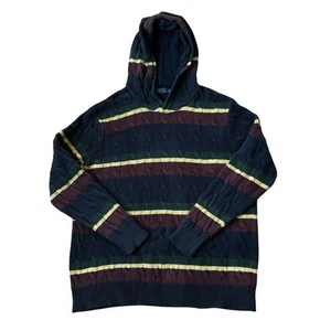 Polo Ralph Lauren St Andrews Rugby Cable Knit Hoodie Striped Sweater Mens XXL 2X - Picture 1 of 12
