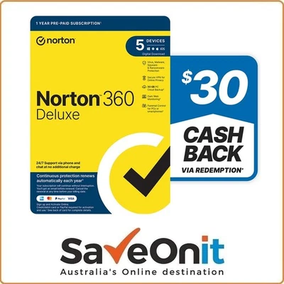 Norton 360 Deluxe 1 Year 3 or 5 Devices PC MAC Email Key only - image 1 of 4