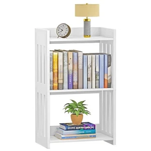 Bookshelf Bookcase for Small Spaces 3 Tier White Book Organizer Storage Display - Picture 1 of 7
