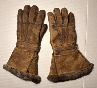 GUANTES GUANTE DE CUERO DE AVIADOR PARA MOTOCICLETA ANTIGUOS FORRADOS DE PIEL DE CONEJO LATÓN COVILL Foto 1 de 4