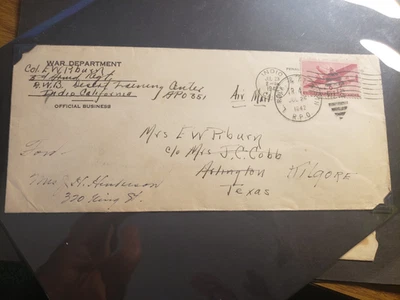 COLONEL PILBURN APO 351 DESERT TRAINING AREA, CALIF 1942 Army Cover 3rd ARMORED - Image 1 of 2