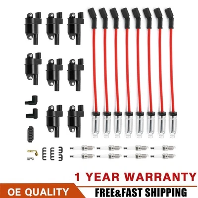 8Pack Ignition Coil+Spark Plug+Wires set UF414 For Chevy Silverado 1500 2500 GMC Foto 1 de 4
