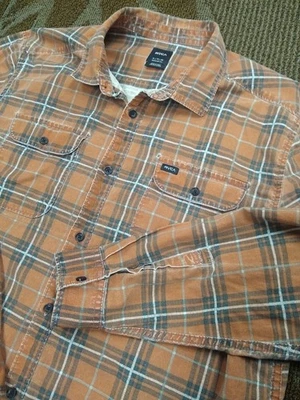 Camisa RVCA Naranja A Cuadros Abotonada A Cuadros Manga Larga Para Hombre Talla XL Calce Regular Foto 1 de 4