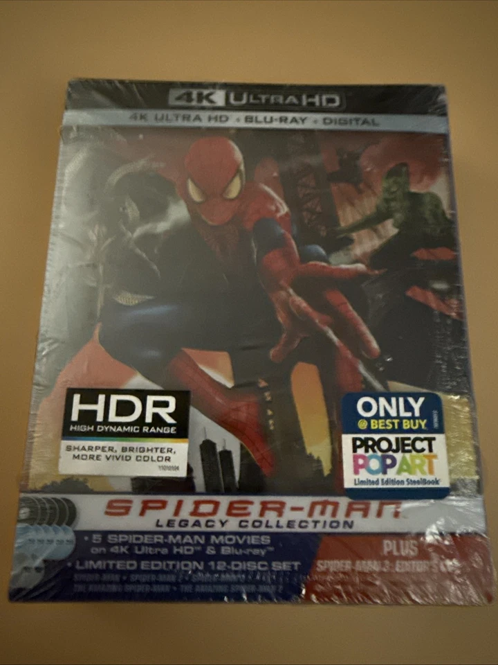Spider-Man Legacy Collection (DVD, 2017, 4K Ultra HD Blu-ray/Blu-ray SteelBook Only  Best Buy)