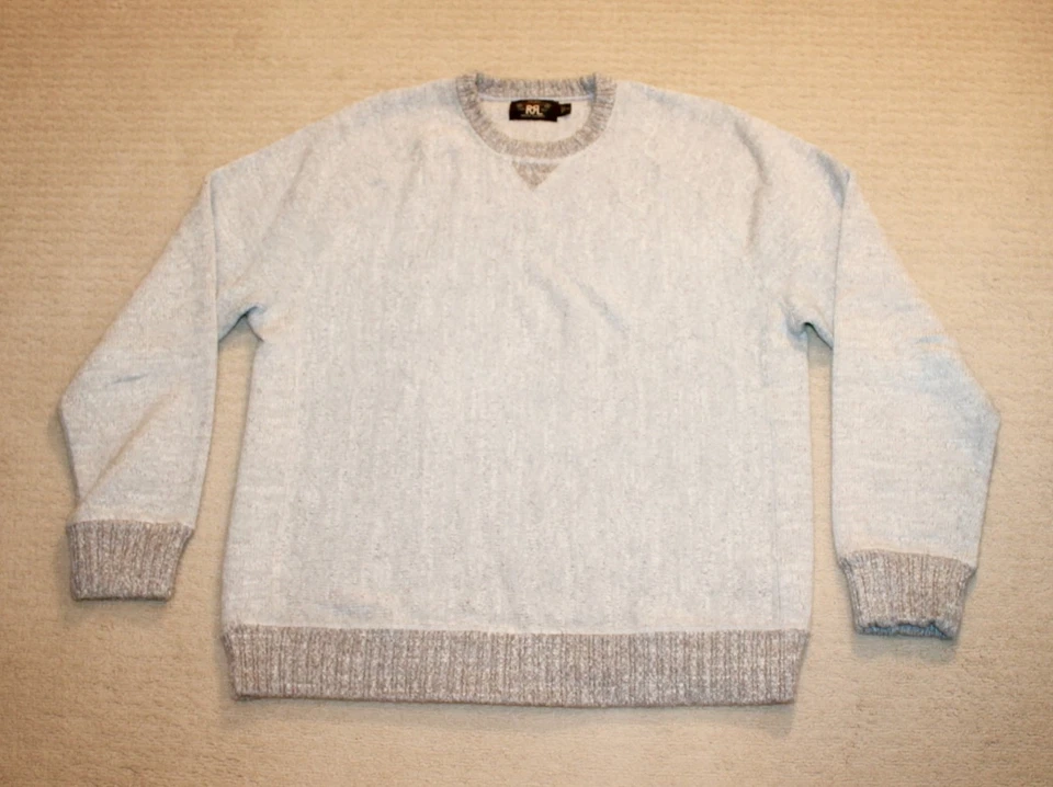 Suéter Ralph Lauren RRL Gris Jaspeado Algodón Pesado Cuello Redondo XXL Foto 1 de 3