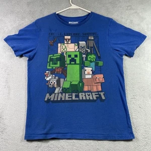 2020 Minecraft Shirt Kids XXL Blue Mad Engine Graphic Tee READ - Picture 1 of 15