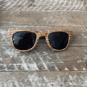 Classic Wood Tone Folding Sunglasses Square Polarized Matching Case Stranahan’s - Picture 1 of 7