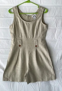 Vintage Scarlett International Linen One Piece Romper Shorts Sz XS 5/6 Biege  - Picture 1 of 5