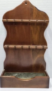 Vintage Woodpecker Woodware Spoon Collector Rack For 12 w/ Tin Lined Basket - Picture 1 of 7