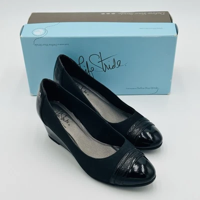 Zapatos LifeStride Wedgepump Talla 8M Juliana Negros Sin Cordones con Caja Foto 1 de 4