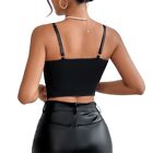 Eyelash Lace Corsets Camisole Women Strappy Hollowed Underwire Boned Crop Top