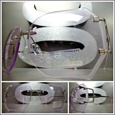 LENTES DE SOL ESTILO RETRO VINTAGE DE GRAN TAMAÑO marco plateado sin montura lente púrpura claro Foto 1 de 4