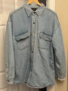 Vintage Wolverine Denim Herren Gr. L Hemd Jacke Fleece gefüttert Chore Barn - Bild 1 von 8