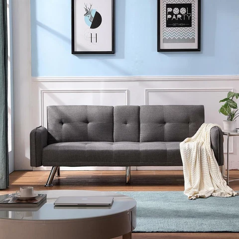 Sleeper Sofa Adjustable Couch Sleeper Home Recliner Home Office Dark Grey Cover