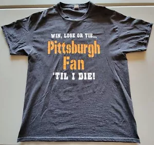 Pittsburg Pirates Steelers Penguins T-Shirt Mens Large Dark Gray Win Lose Tie - Picture 1 of 8