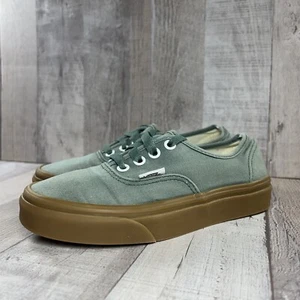 Vans Authentic Kids Size 3.5 Canvas Skate Shoes Sneaker Duck Green Gum Sole - Picture 1 of 14